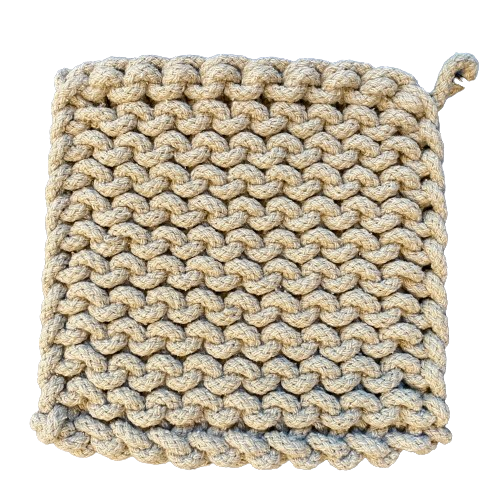 Crocheted Pot Holder, taupe