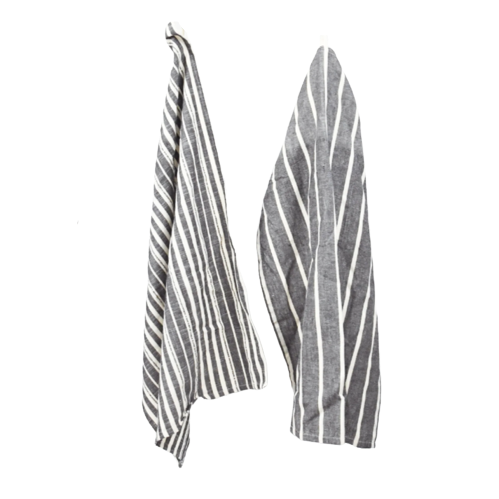 Charcoal Striped Dish Towel, set of 2