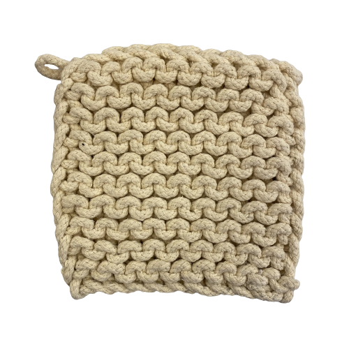 Crocheted Pot Holder, cream