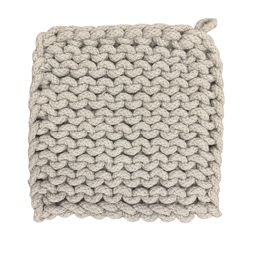 Crocheted Pot Holder, pale grey