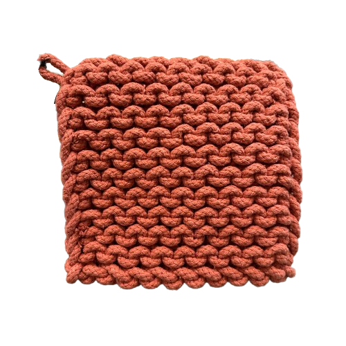 Crocheted Pot Holder, coral