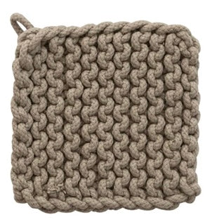 Crocheted Pot Holder, greige