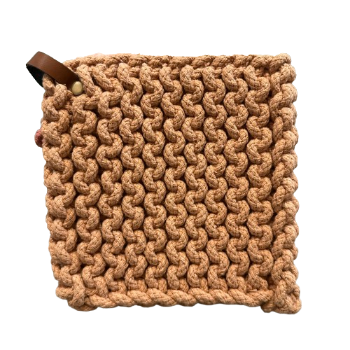 Crocheted Pot Holder, apricot