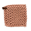 Crocheted Pot Holder with Leather Loop, blush