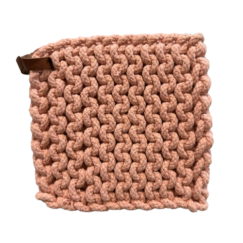 Crocheted Pot Holder, blush