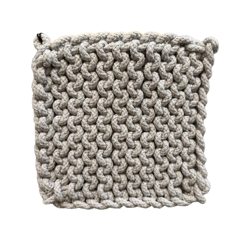 Crocheted Pot Holder, light grey