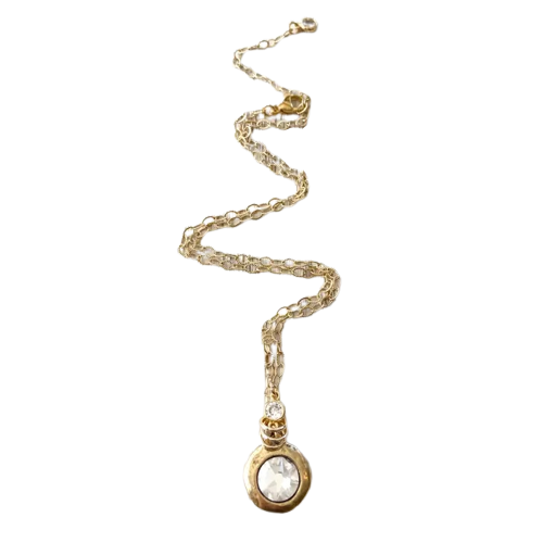 Crystal Drop Necklace, gold