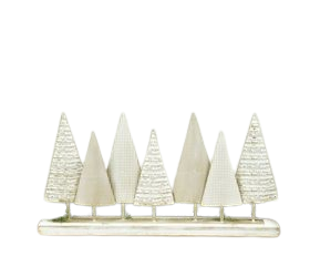 Gold/White Trees on Wooden Base