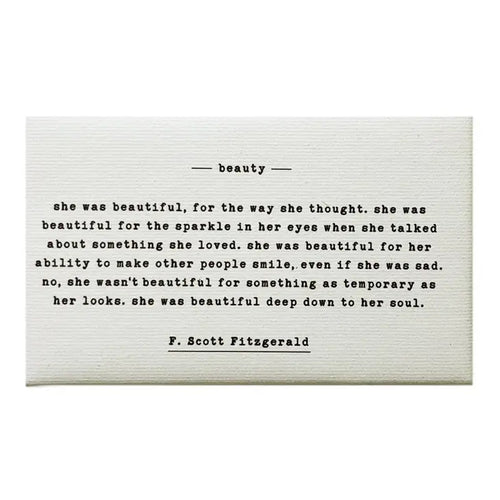 Canvas Magnet - "Beauty Fitzgerald Quote"