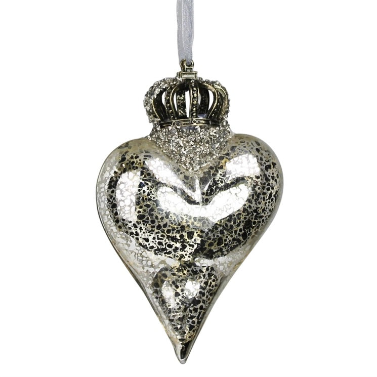 Crowned Heart Ornament, silver