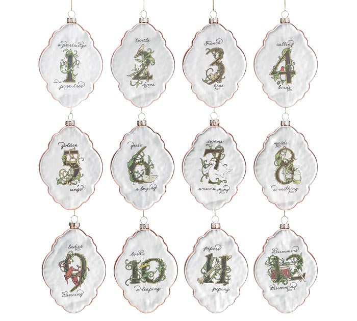 Twelve Days of Christmas Ornaments, set/12