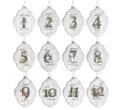 Twelve Days of Christmas Ornaments, set/12