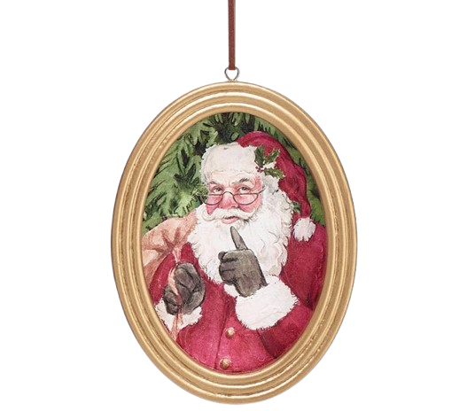 Framed Santa Ornament, oval