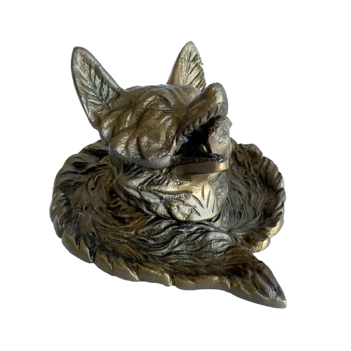Brass Fox Inkwell