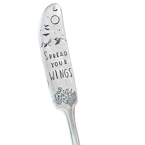 Vintage Stamped Butter Knife "Spread Your Wings"