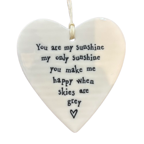 Hanging Heart Tag - You Are My Sunshine
