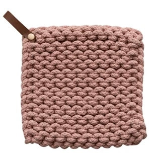 Crocheted Pot Holder, blush