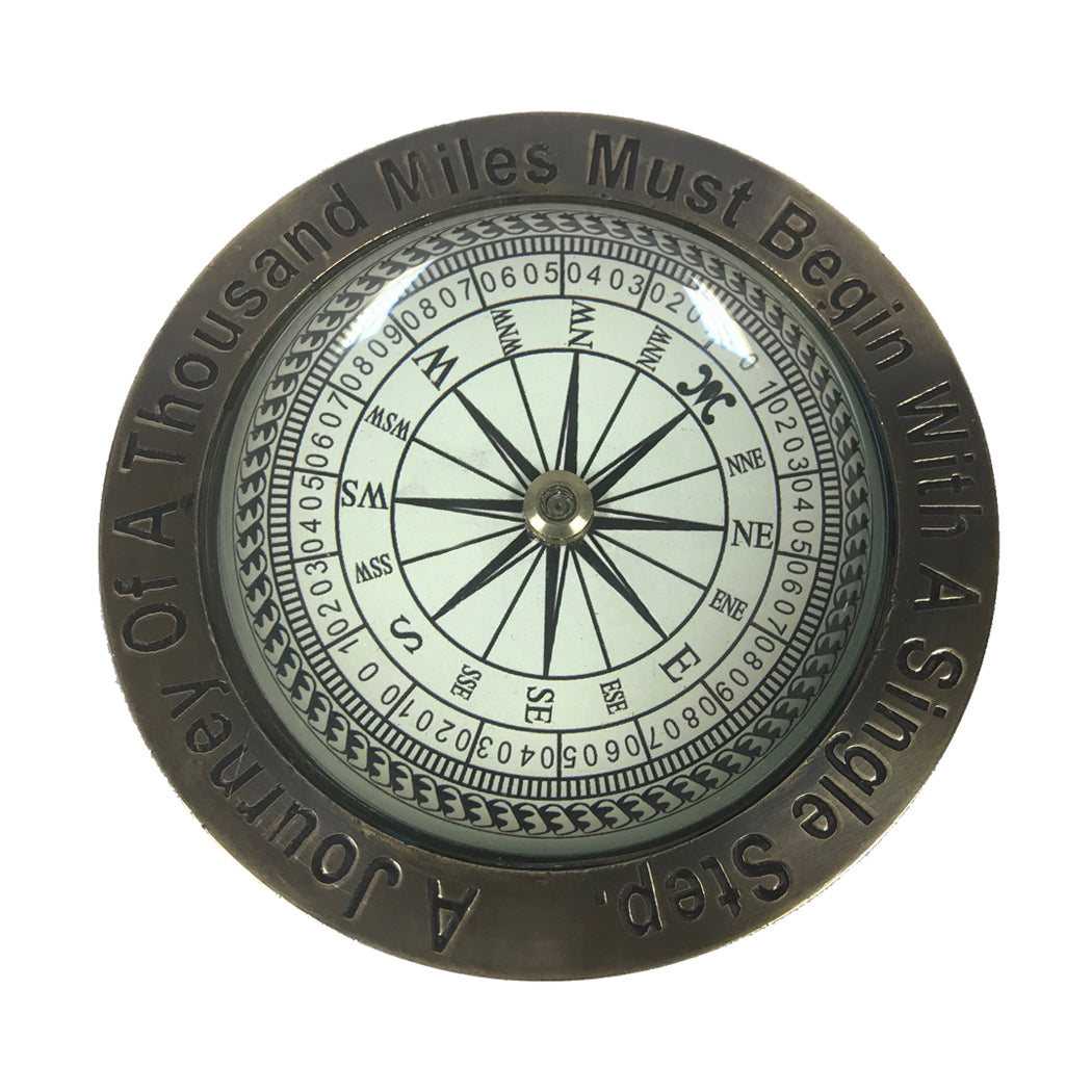 Antiqued Brass Compass Paperweight