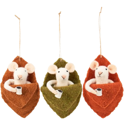 Felt Mouse in Leaf Bed - autumn