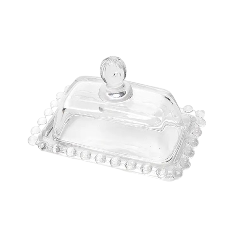 Beaded Glass Butter Dish