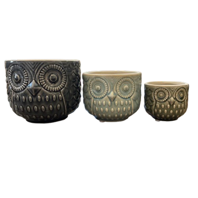 Stoneware Owl Container (medium)
