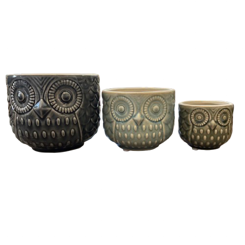 Stoneware Owl Container