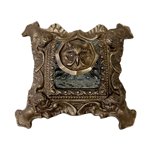 Brass Owl Inkwell