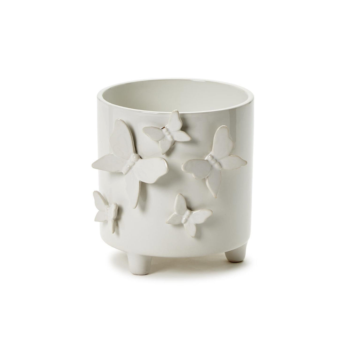 Footed Ceramic Butterfly Cachepot