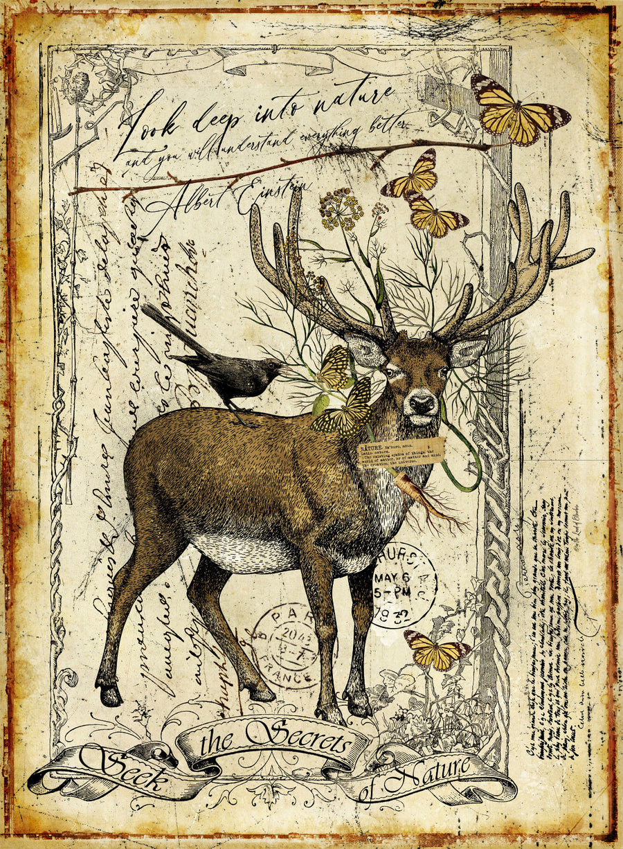 Artisan Tapestry, deer/butterflies