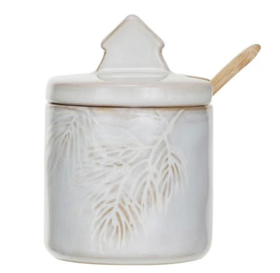 Stoneware Sugar Pot with Lid/Spoon