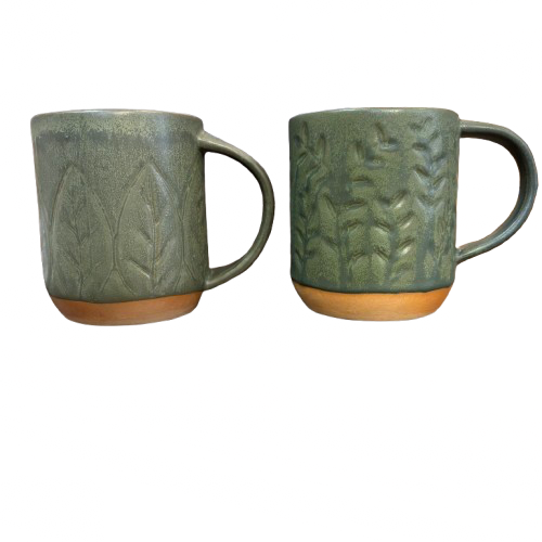 Reactive Glaze Mug, green floral