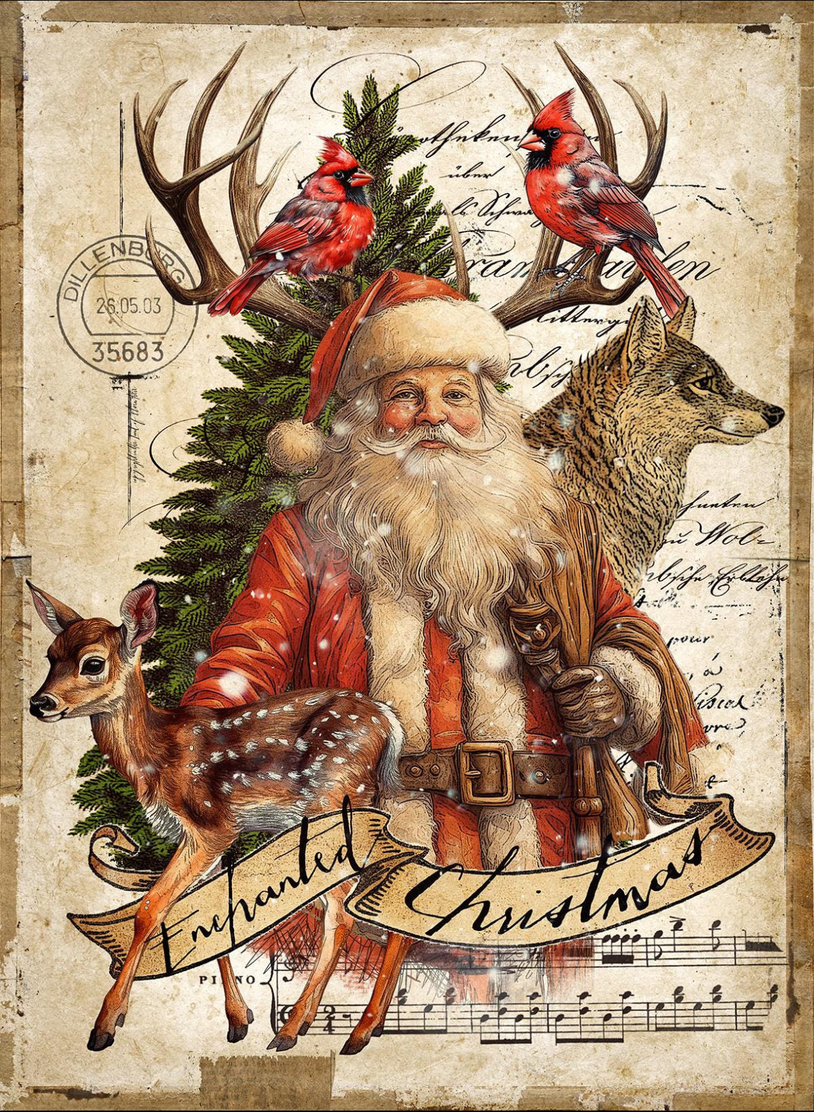 Artisan Tapestry, santa/animals