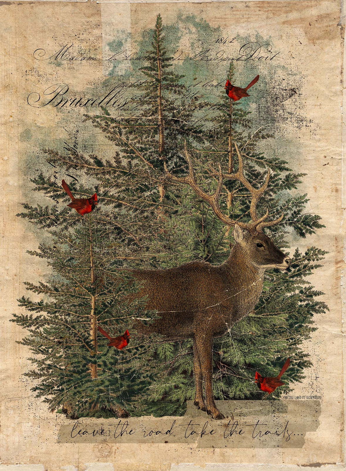 Artisan Tapestry, deer/cardinals