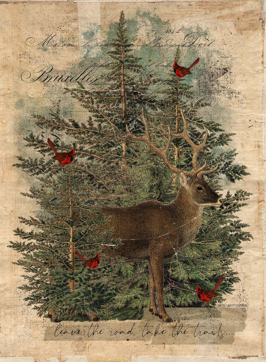 Artisan Tapestry, deer/cardinals