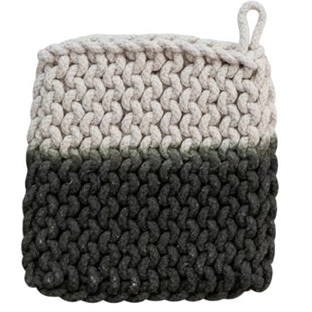 Crocheted Pot Holder, two toned grey