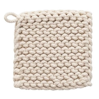Crocheted Pot Holder, cream