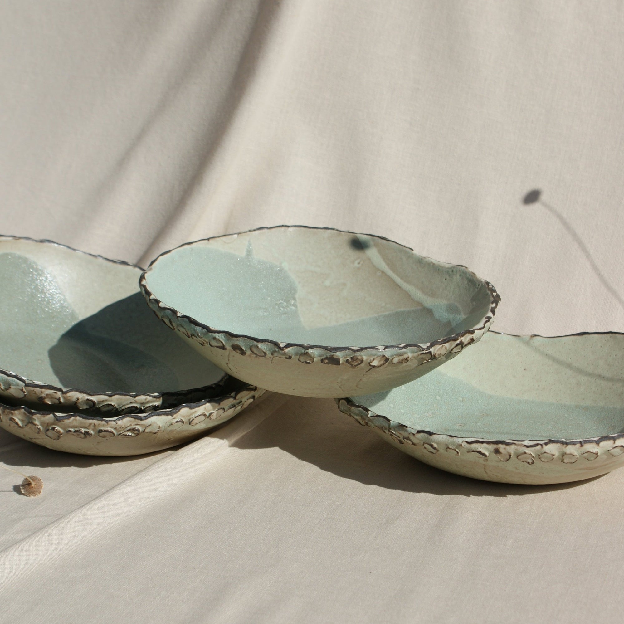 Artisan Pottery, Dotted Bowl, earl grey