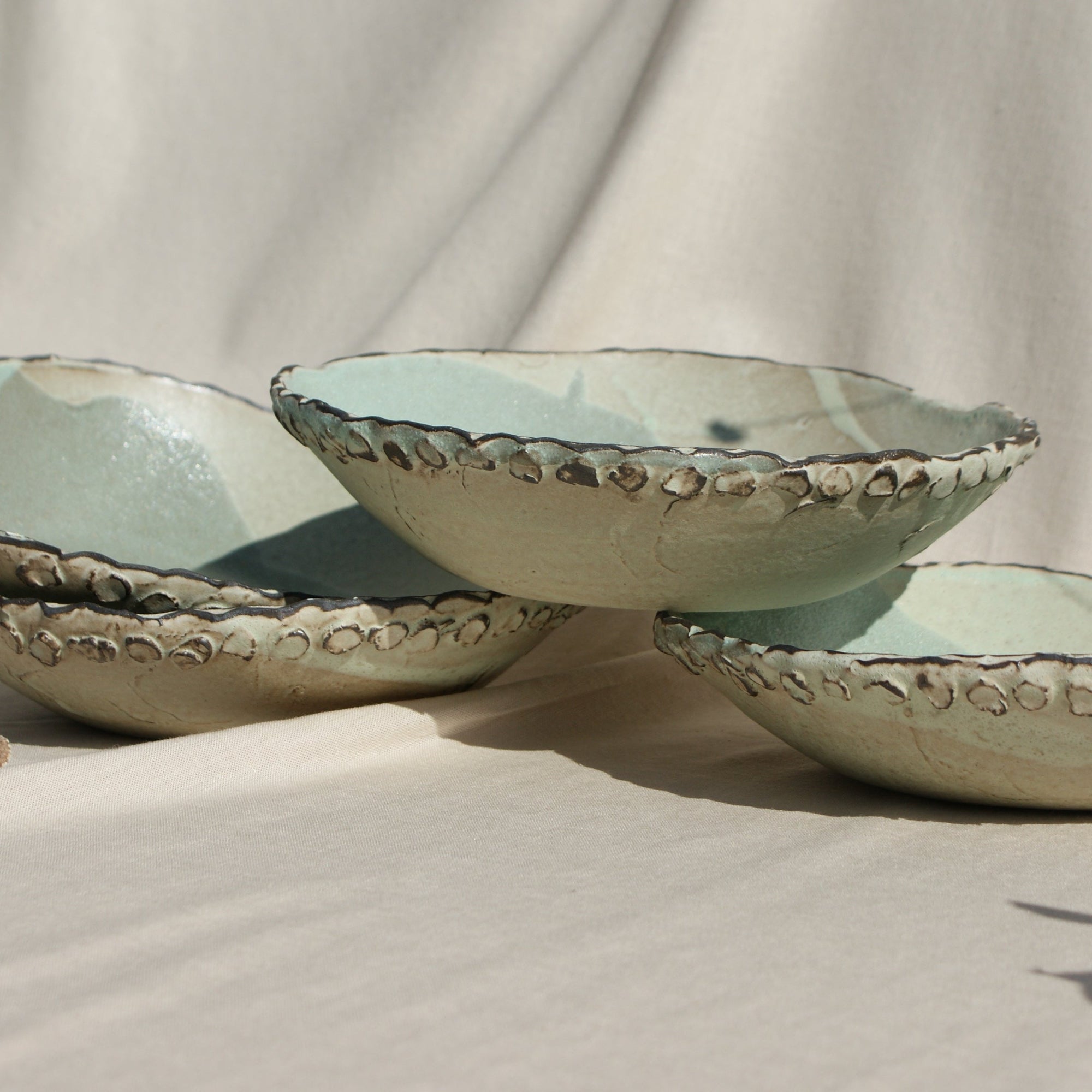 Artisan Pottery, Dotted Bowl, earl grey