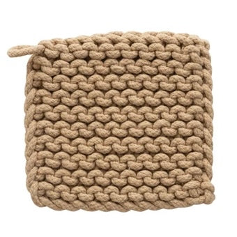 Crocheted Pot Holder, linen