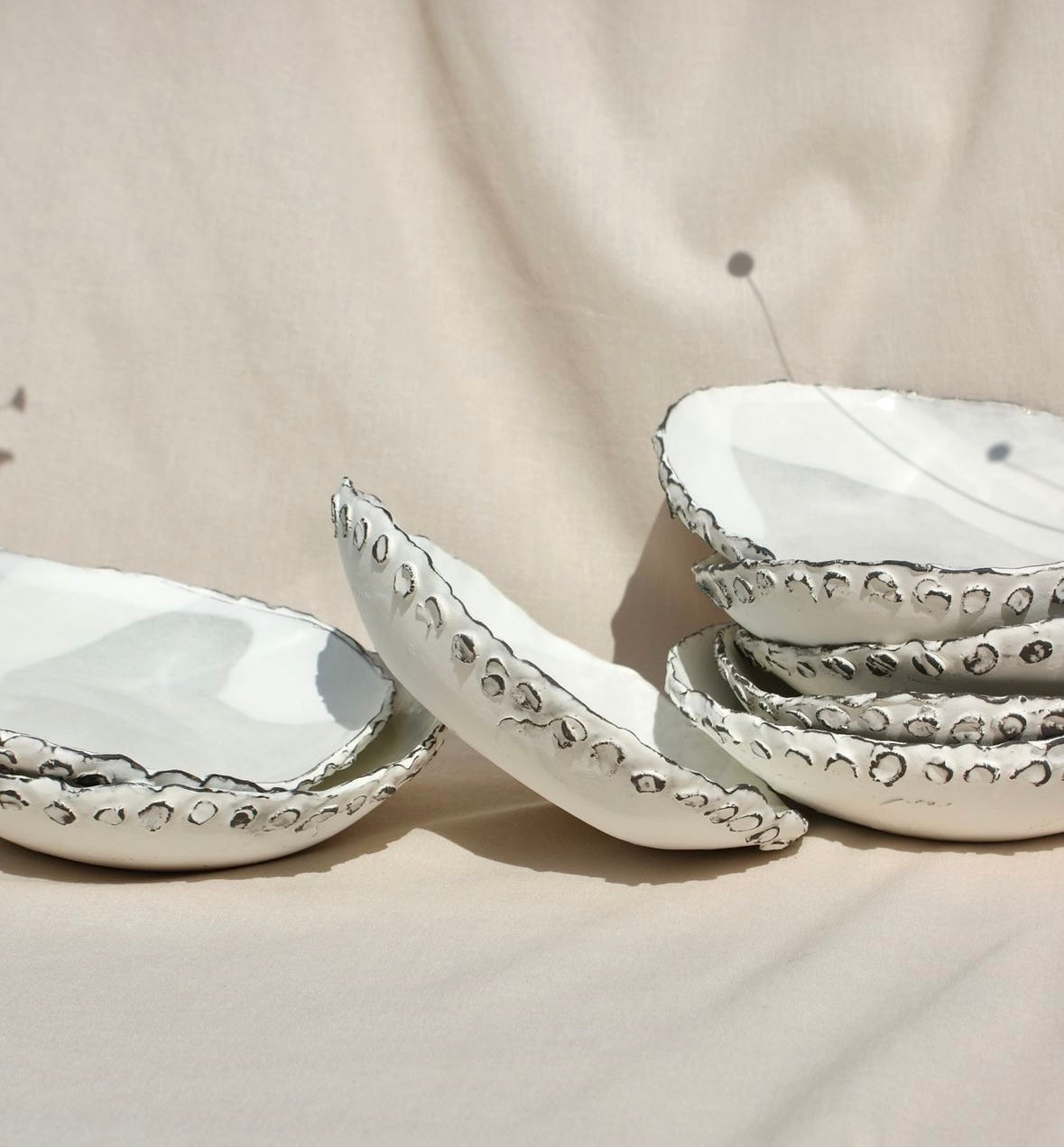 Artisan Pottery, Dotted Bowl, white