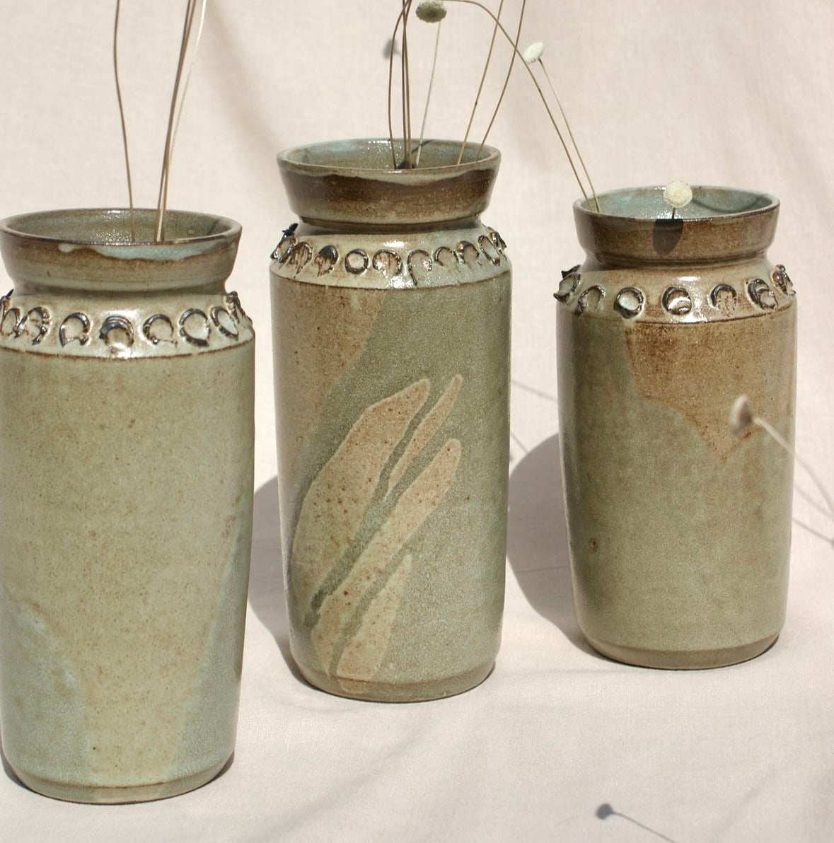 Artisan Pottery, Dotted Vase, earl grey