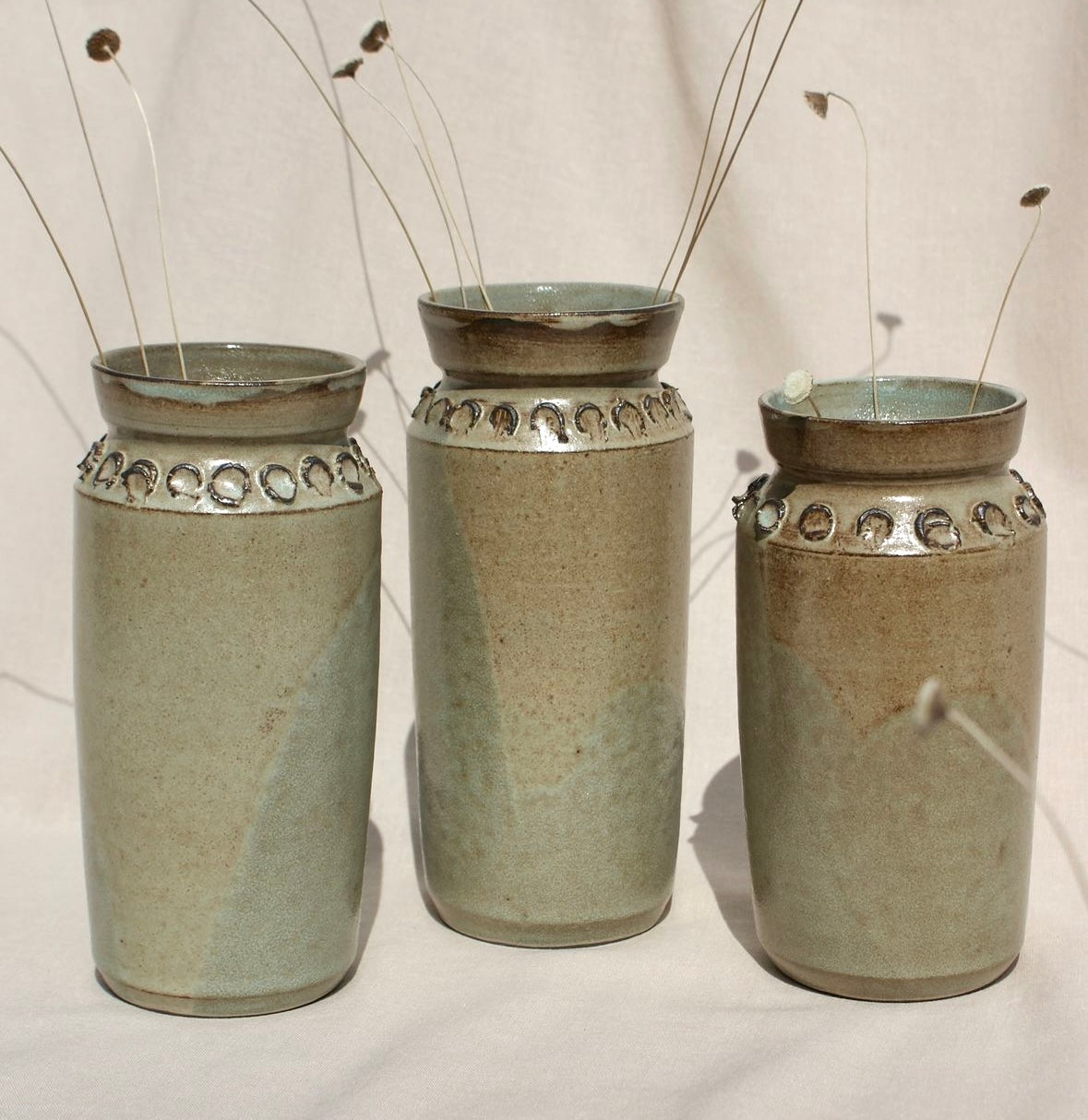 Artisan Pottery, Dotted Vase, earl grey