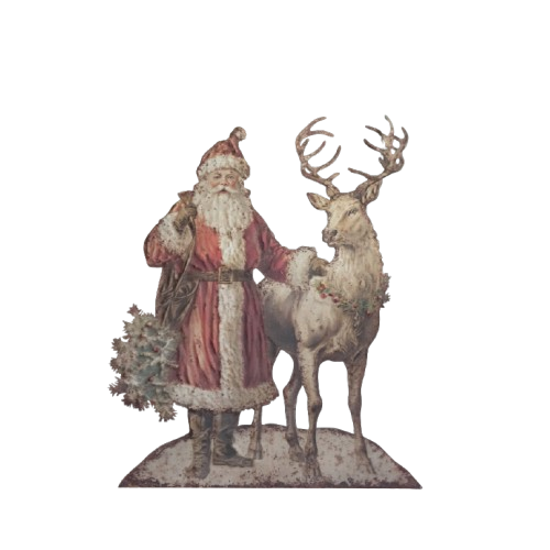 Metal Santa with Reindeer