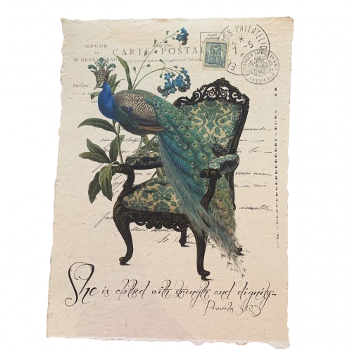 12x16 Artisan Paper Print, she is clothed with strength