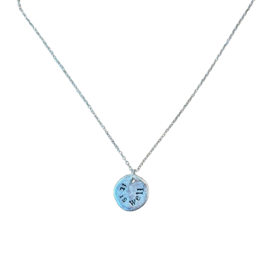 "It is Well" Hammered Charm Necklace, silver