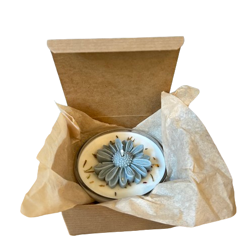 Hand Poured Jasper Candle with Flower