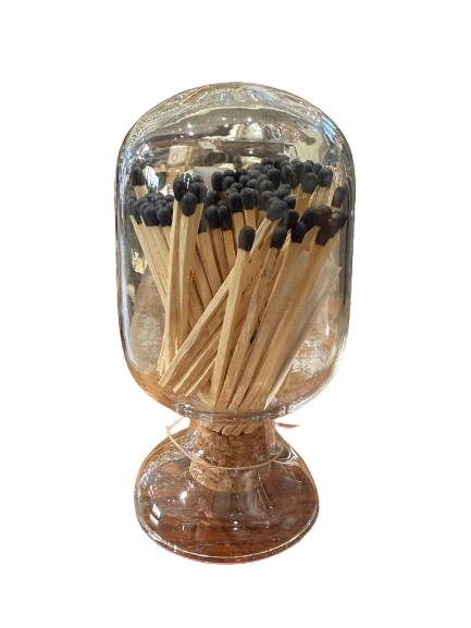 Glass Match Holder with Matches