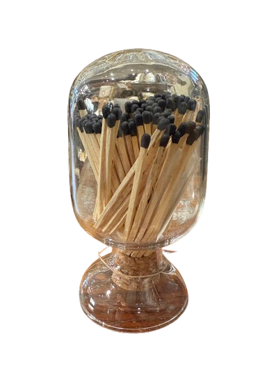 Glass Match Holder with Matches
