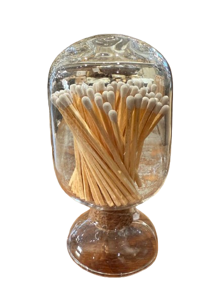 Glass Match Holder with Matches