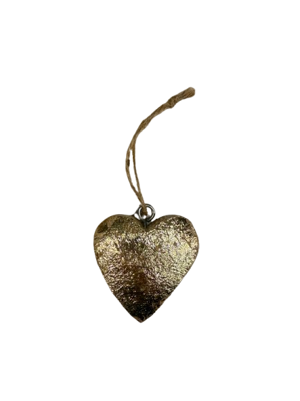 Wood Heart Ornament, gold